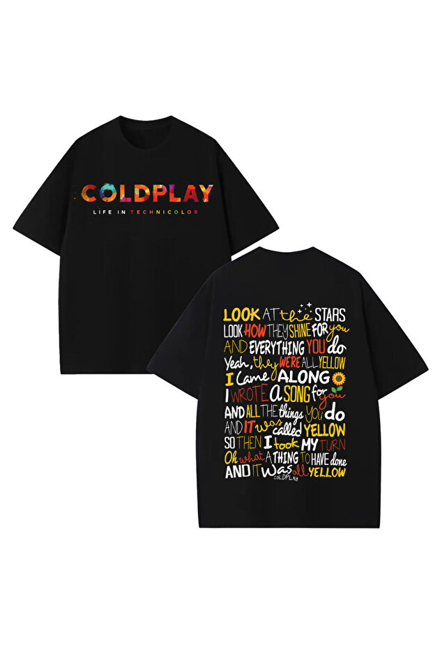 تي شيرت Coldplay مطبوع للجنسين 100% مقاس كبير مكون من قطن قطع