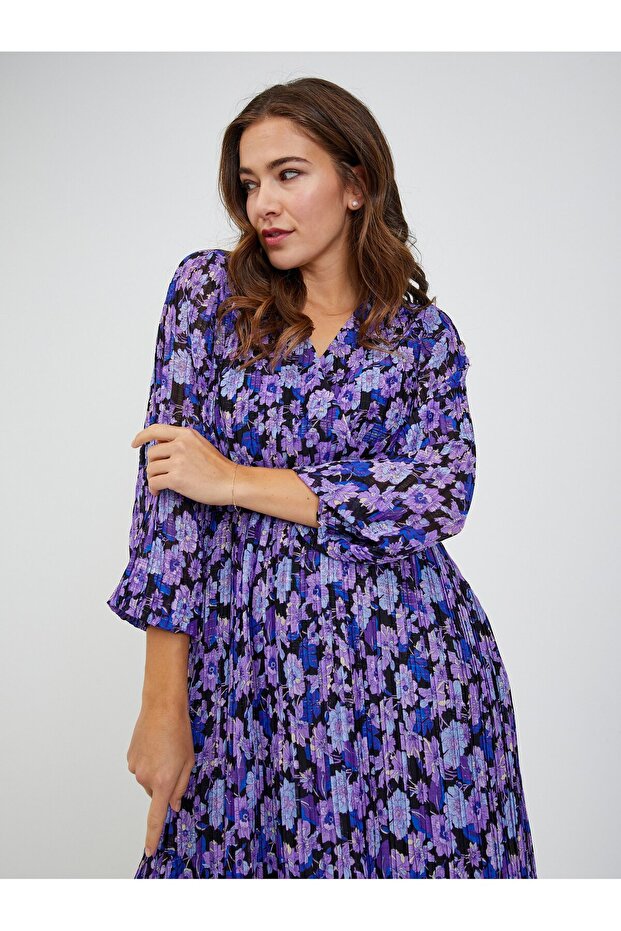 Rochie florală mov de damă - 3