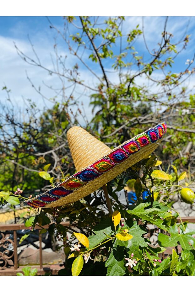 Large Mexican Natural Straw Hat