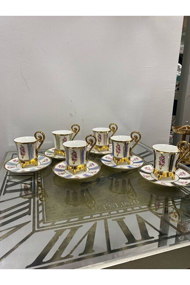 طقم فناجين قهوة من البورسلين مكون من 6 قطع (بريلا)