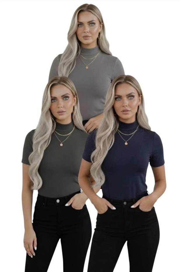 Women's 3-Piece Viscose Body Half Turtleneck Half Sleeve