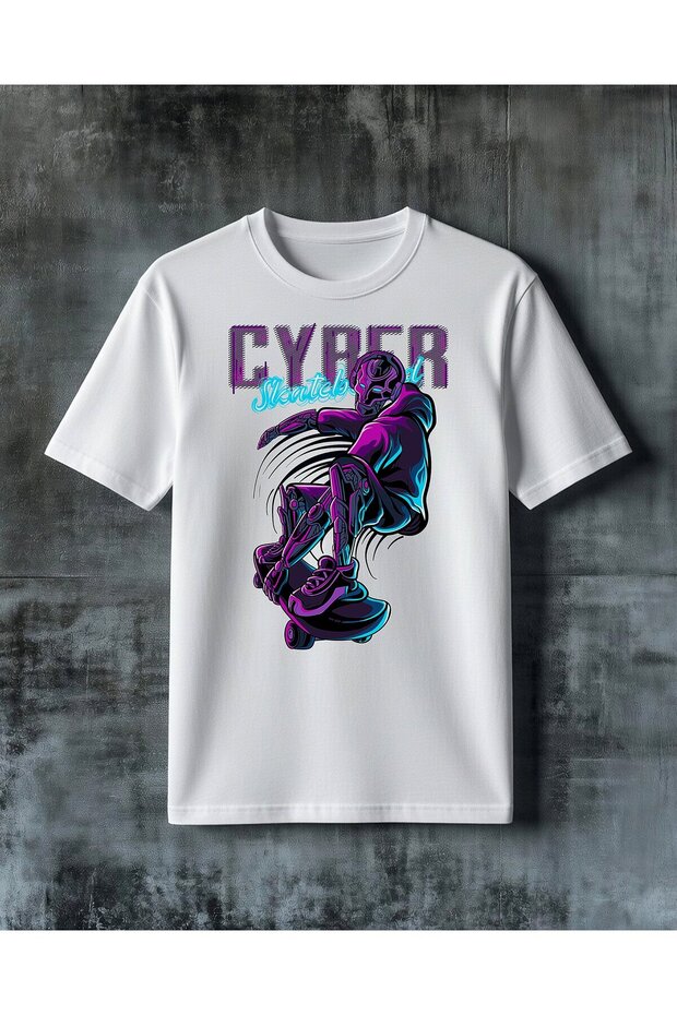 تي شيرت كبير الحجم مطبوع عليه hyper skateboard cyberpunk