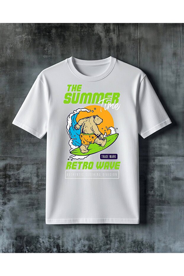 Summer Retro Surfing Ayi Printed Oversize T-Shirt