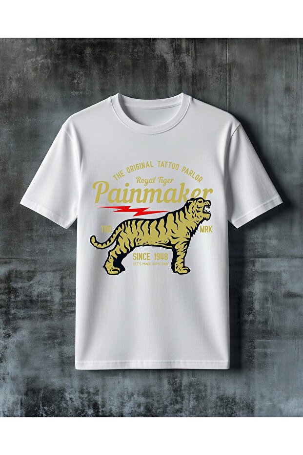 تي شيرت كبير الحجم مطبوع عليه painmaker royal Tiger