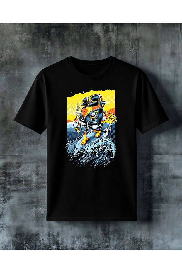تي شيرت كبير الحجم مطبوع عليه سيارة كلاسيكية من Best Surfer