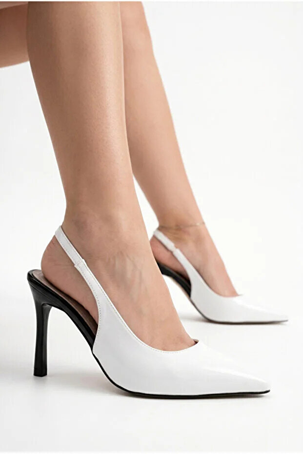 Women's Special Design Thin Heeled Double Color Stiletto Pointed Toe Heeled Shoes with Elastic Band