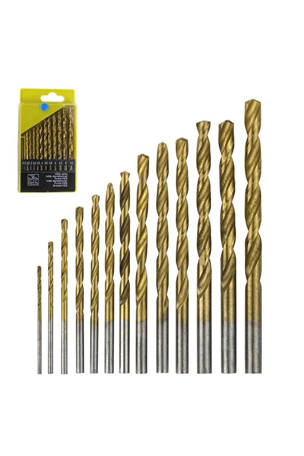 Gold 【WR】13Pcs 1.5mm-6.5mm Twists Drill Bit Set Metric Drill Kit Woodworking Metal Bit Tools For Cer
