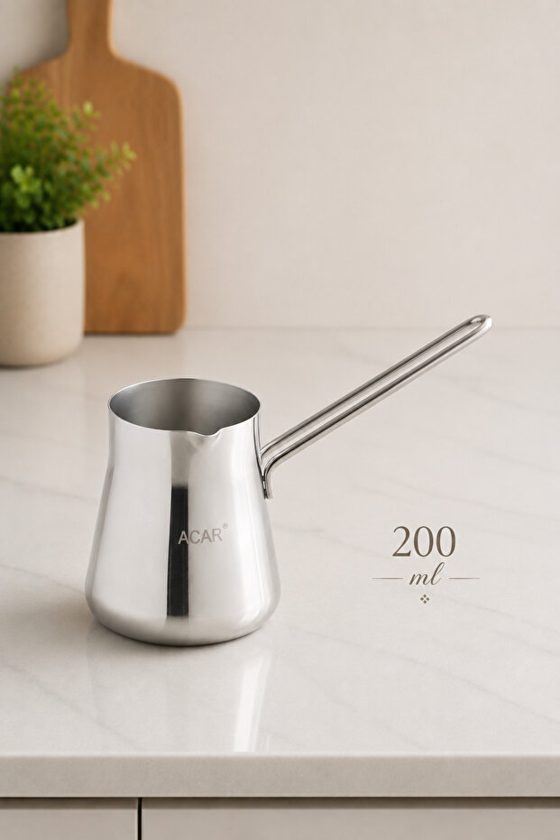 Stainless Steel Funnel Silver Coffee Pot - 200 ml