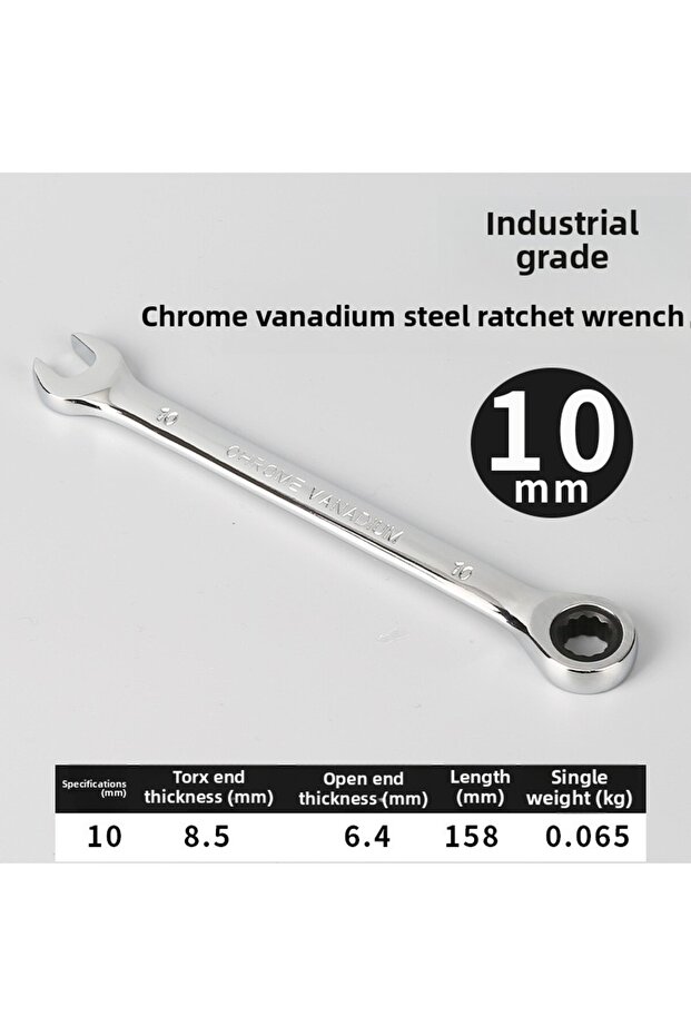10mm 6/7/8/9/10mm Universal Spanner Metric Ratchet Combination Save Labour Wrench 72 Teeth Steel End
