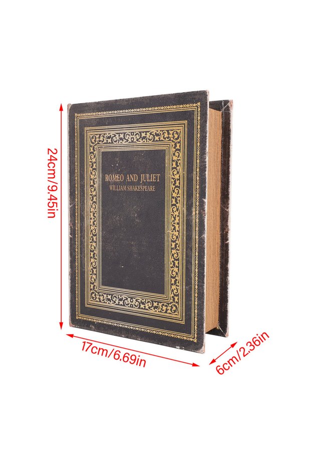 As Picture Decorative Book Box Wood Leather European Vintage Book Shape Storage Box Faux Antique Boo