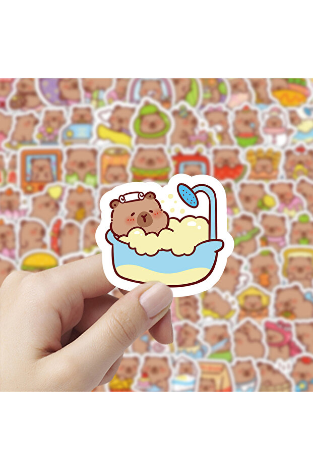 100Pcs 100PCS Cute Capybara Sticker Aesthetic DIY Diary Phone Case Handmade Scrapbook Aesthetic Stic