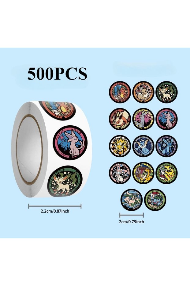 Bandai 500PCS 500PCS Pokemon Pikachu Roll Stickers Cartoon Scrapbook Phone Gift Living Waterproof Co