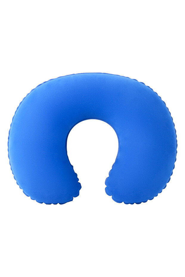 Royal blue 1PC Flocked Inflatable Travel Neck Pillow – Portable Support Cushion Suitable for Use on