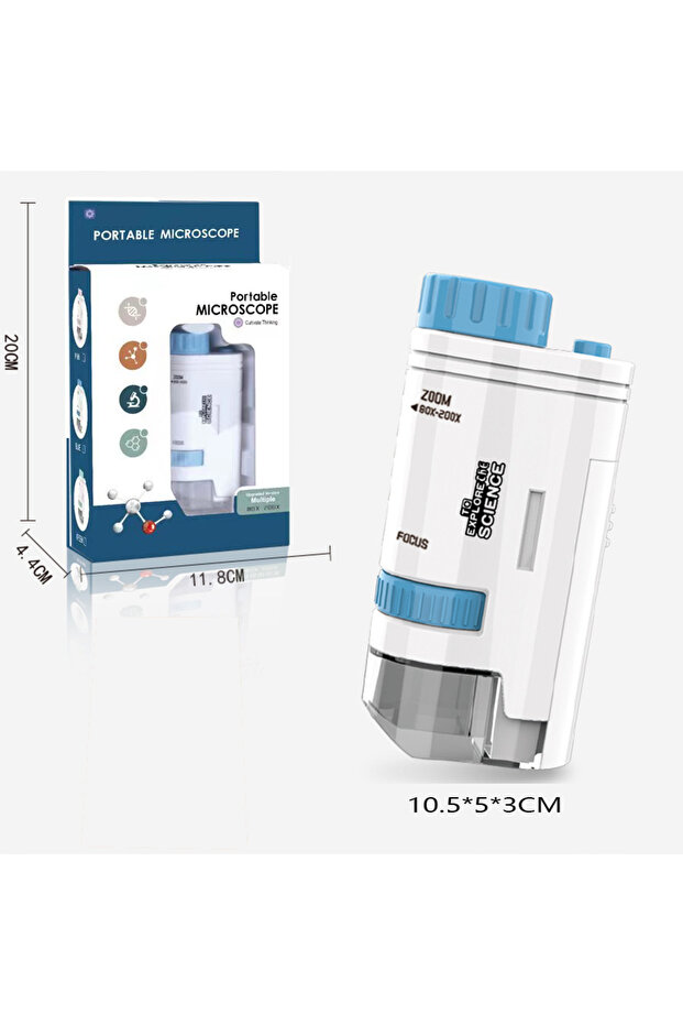Lz8906-Blue Children's Portable Microscope Magnifier 80-200X Focusing Optical Research Science Educa
