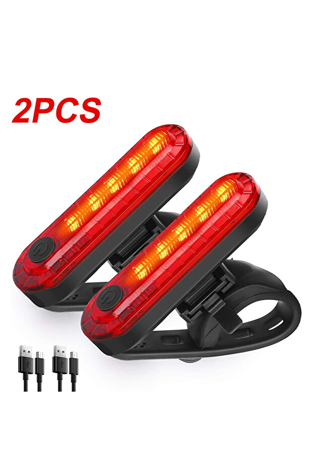 2pcs 2PCS Bike Tail Lights USB Rechargeable Cycling Rear Light Waterproof Night Riding Safety Warnin