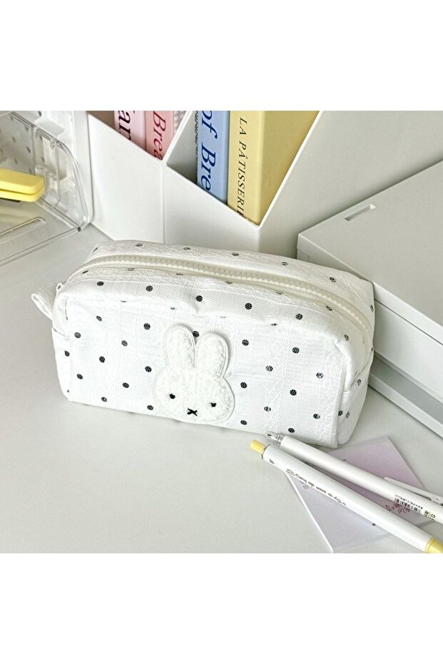 Miffy -A Miffy Portable Pencil Case Kawaii Cute Romantic Peripheral Large Capacity Simple Zipper Des