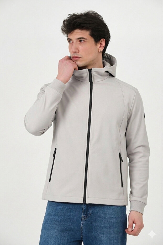 Men's coat men's hooded reflective detail stretch fit coat