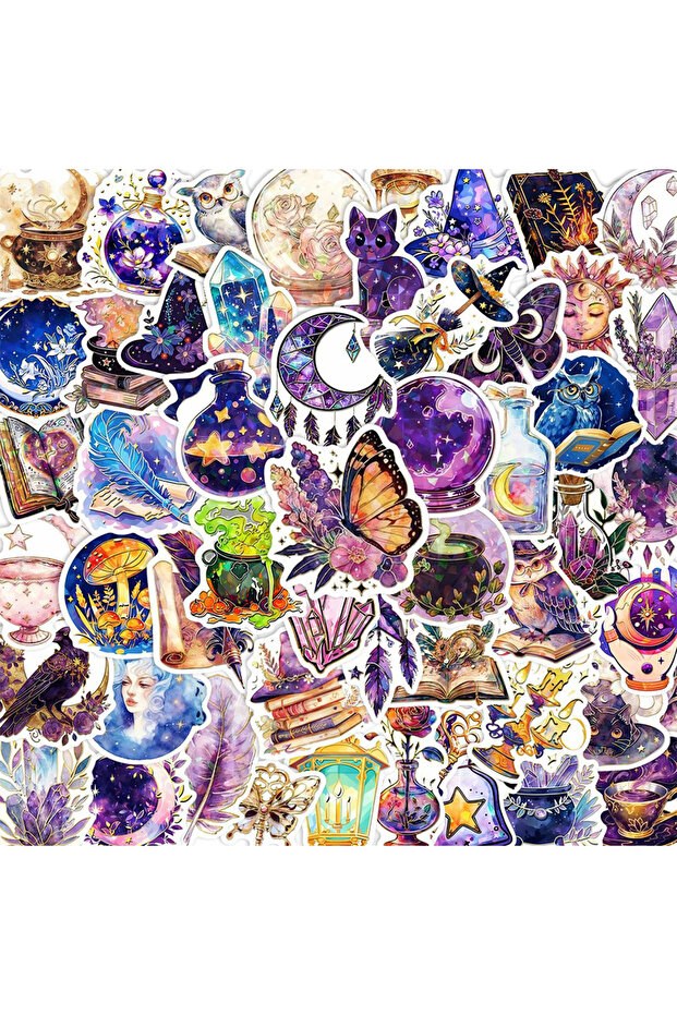 50PCS 10/30/50pcs Cool Gothic Magic Witch Crystal Cartoon Stickers Aesthetic DIY Skateboard Scrapboo