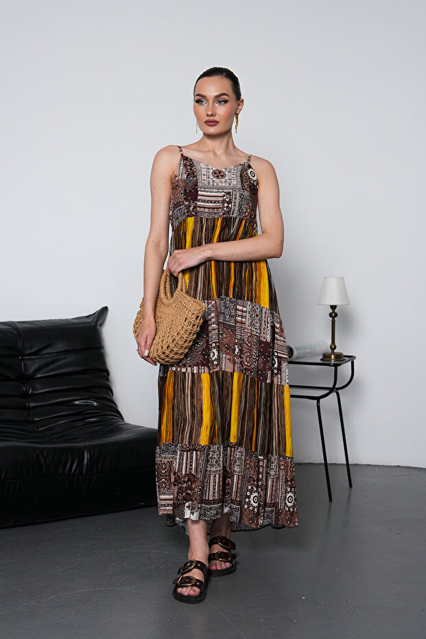Rochie cu bretele patchwork - 3