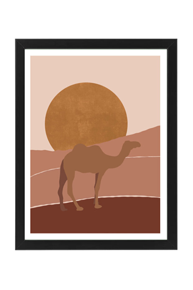 Dubai Dessert Travel Camel Boho Style Poster with Frame 30x40cm
