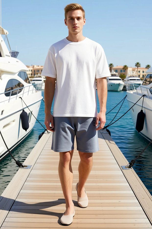 Men's Shorts Regular Cut Normal Waist Letter Printed Knitted Fabric Tube Leg Detail Summer Casual Wear