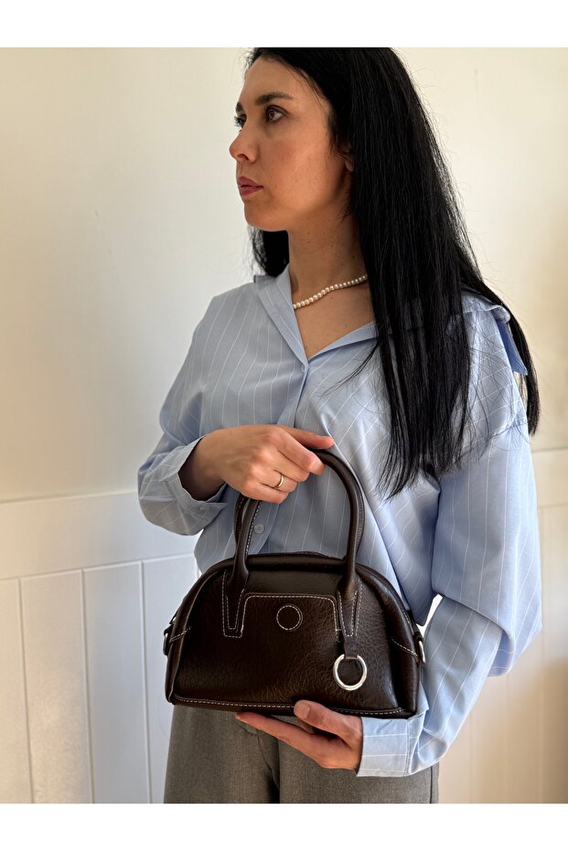 Women's Alin Model Silver Ring Detailed Hand & Shoulder Bag