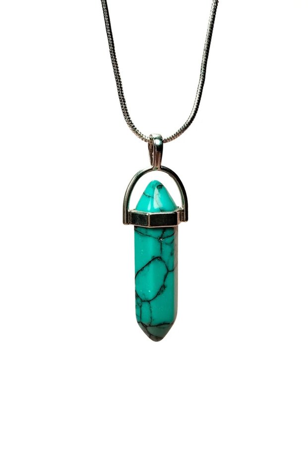 Turquoise Natural Stone Chain Handmade Necklace End: 3 cm Chain: 20 cm Boxed