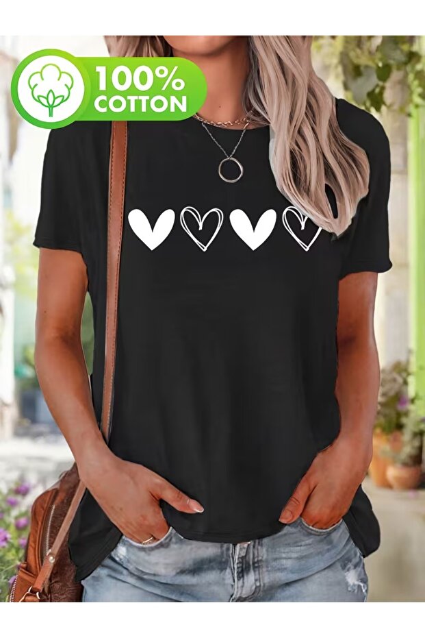Women's Comfortable Fit Tshirt Mixed Print Tshirt