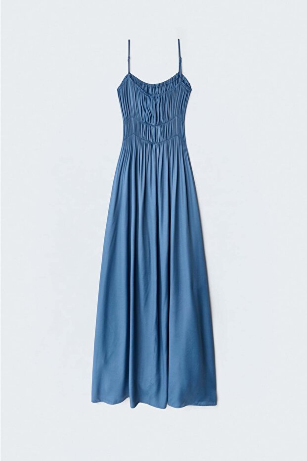 Rochie lungă cu bretele - Indigo - 7
