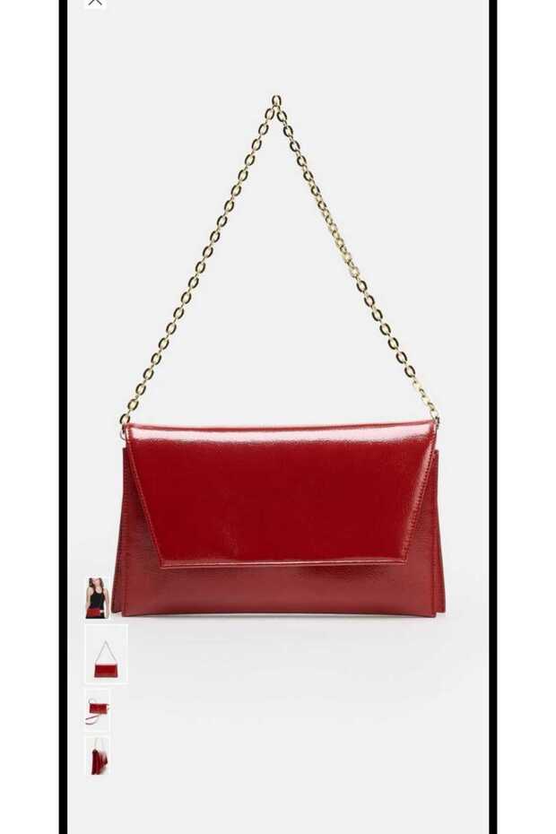 Women's Chain Strap Hand and Shoulder Bag Claret Red