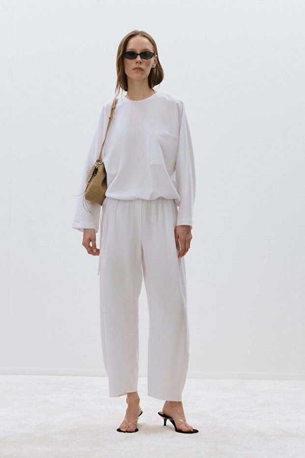 White Ellie Linen Balloon Pants