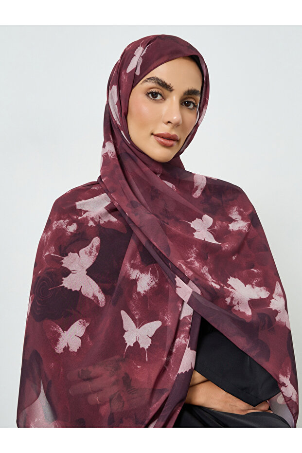 وشاح رأس بطباعة الفراشات