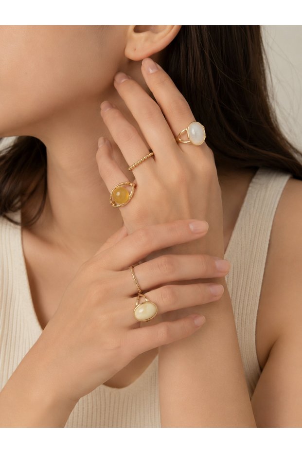 Tevare Gold 5-Piece Ring Set Minimal Bohemian Women's Jewelry
