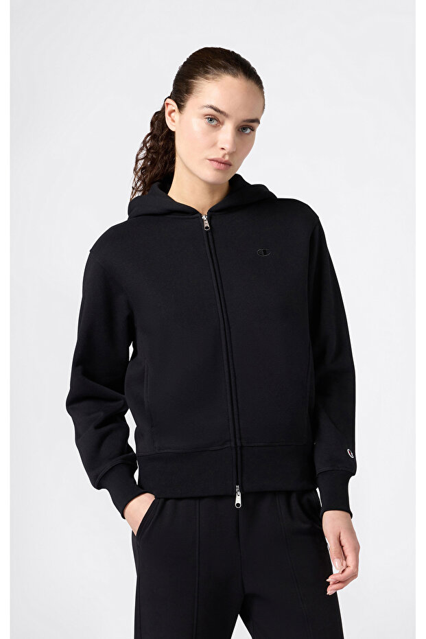 Icons Full Zip Hoodie Sweatshirt Black Women's Sweatshirt - 118378-Kk001