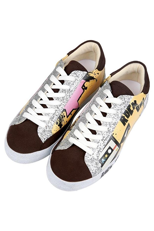 Women's vegan leather multicolor sneakers - rock on design