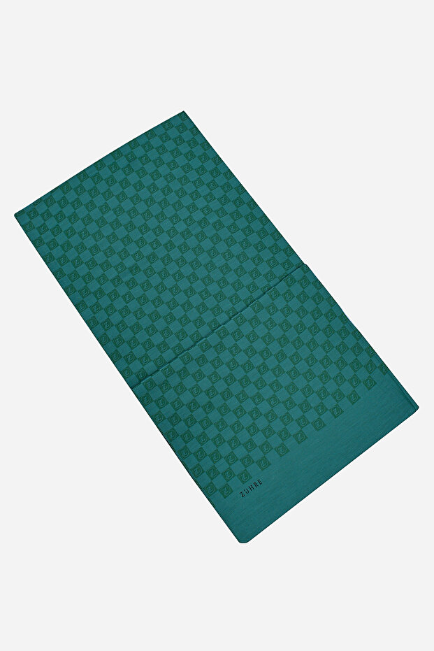 Monogram Patterned Seher Emerald Shawl 0106 - 1