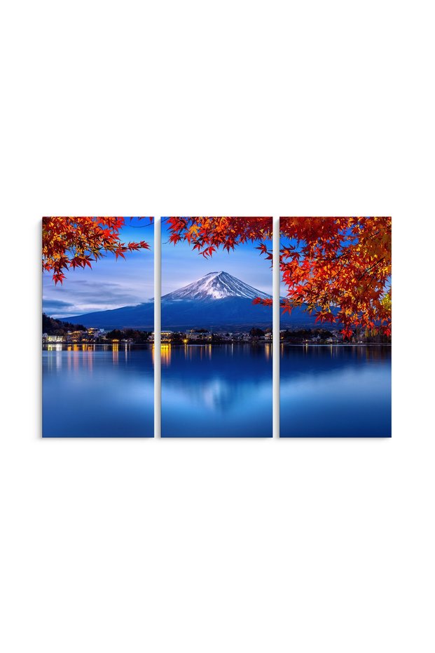 Tablou Canvas Muntele Fuji Toamna | 3 Piese