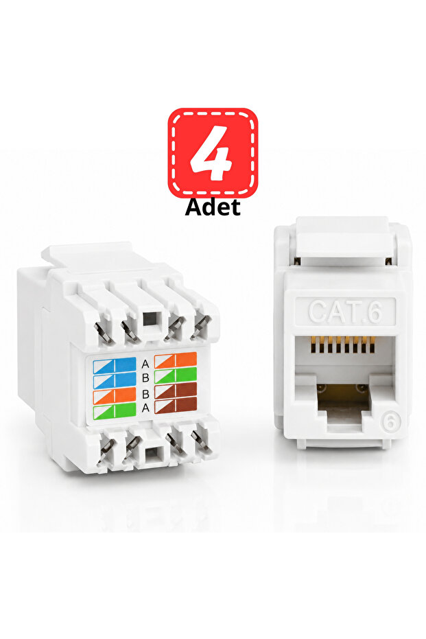 MN117C RJ45 كيستون جاك CAT6 لوحة توصيل ووحدة مقبس شبكة - 4 قطع