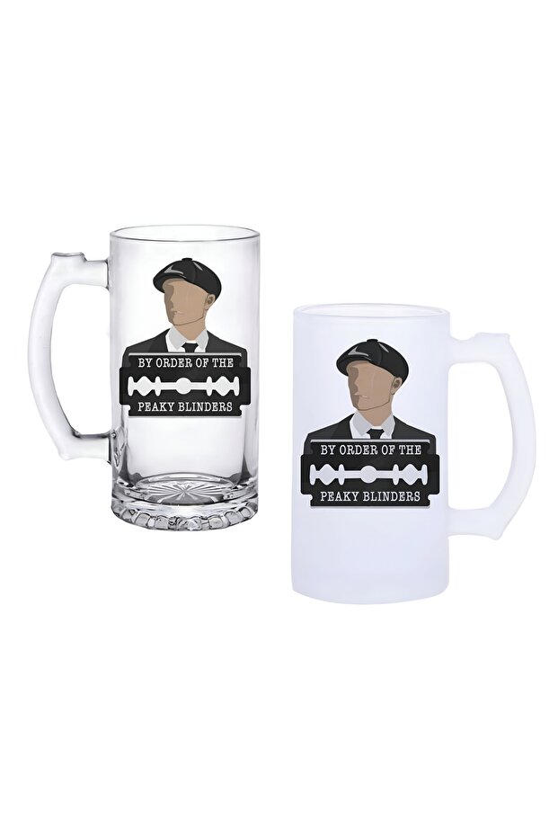 Peaky Blinders Beer Glass with Handle, Frosted or Clear Options 0179