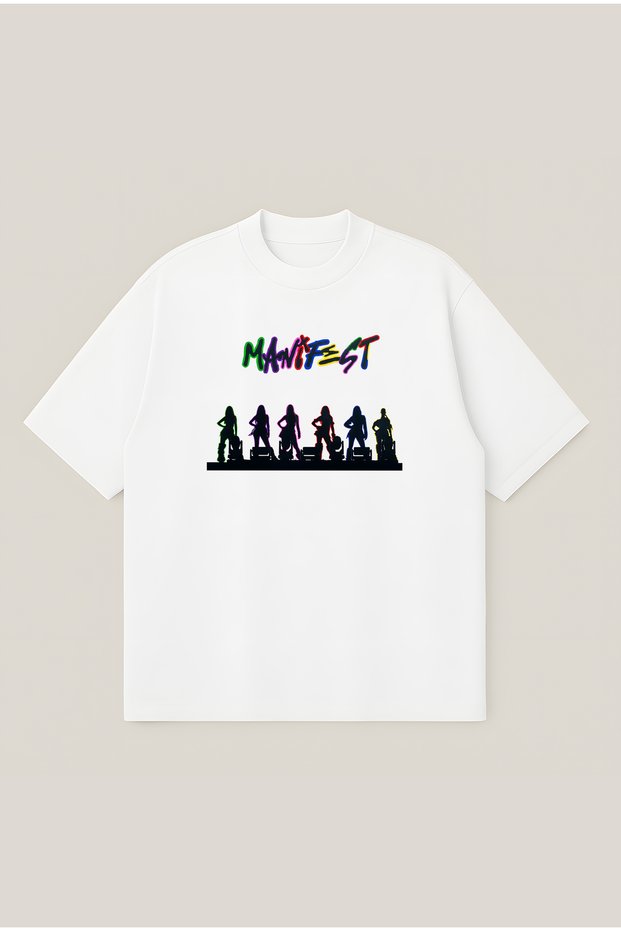 Manifest Neon Printed Oversize Boxy Cut Unisex 100% Cotton Printed Tshirt | Streetwear