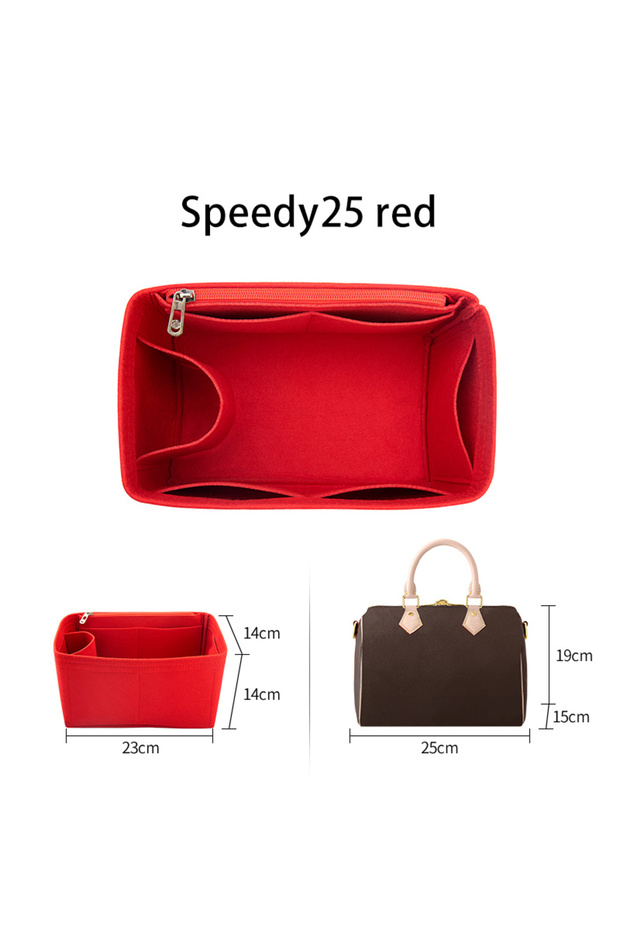 for speedy25 red CRAZYSMITH Felt Insert Bag Organizer For LV Speedy 20 25 30 35 Flap Handbag Inner B
