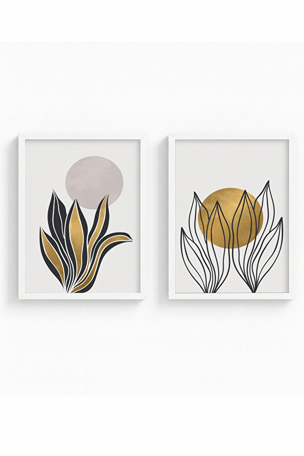 White Wooden Framed 2 Piece Set Painting Huhu78