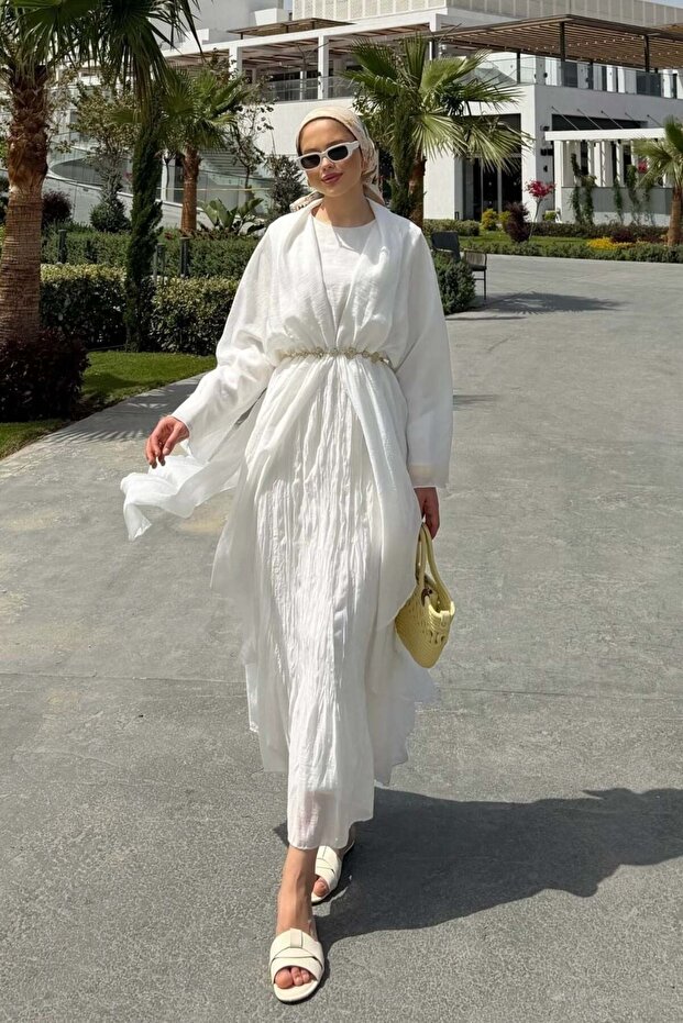Viona Tulle Detailed Dress Ecru