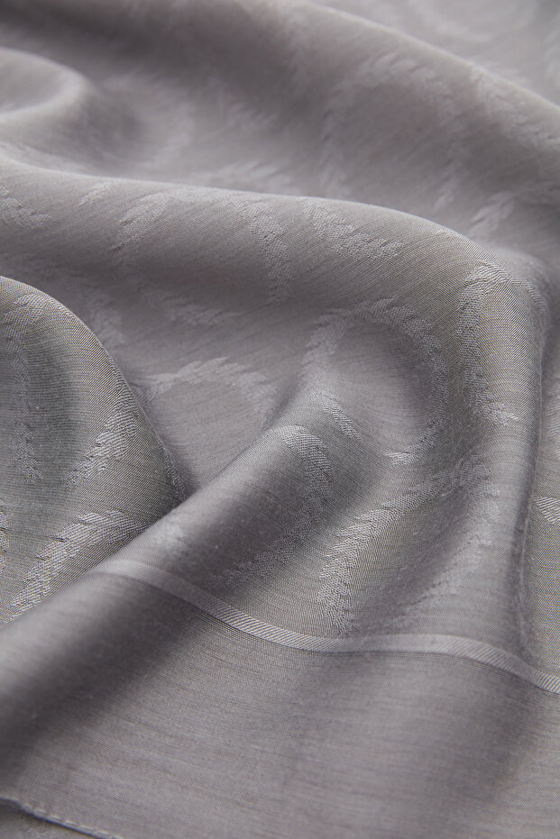 Silk Wool Spike Pattern Shawl - Gray - 4