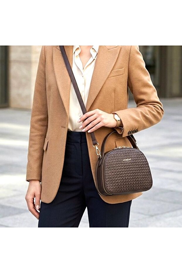 Women's Shoulder & Hand Bag 408 Brown Knitted