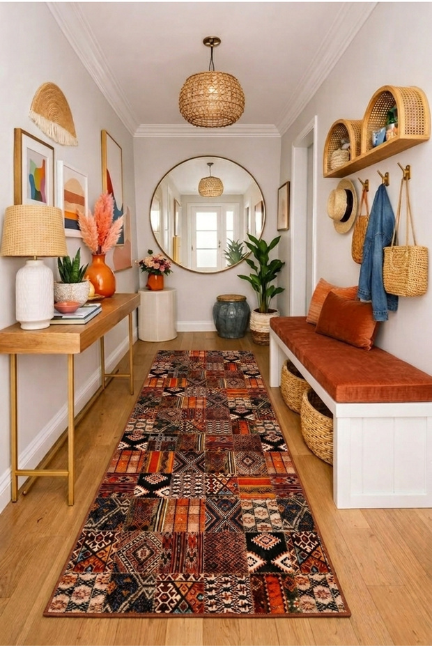 Walkway Carpet Non-Slip Base Washable Stain-Resistant Rug Custom Size Corridor Carpet 3046