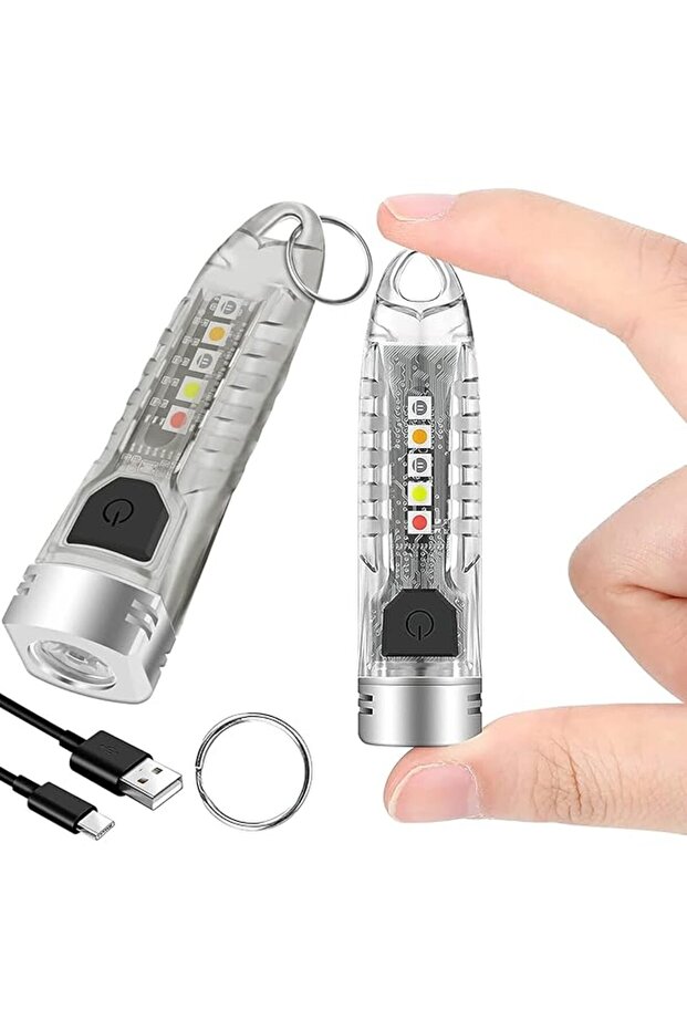 Mini Led Flashlight Keyring Torch USB Rechargeable Portable Keychain Flashlights