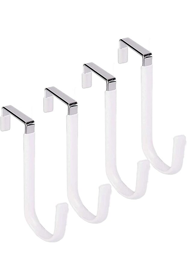 4 Pack Over The Door Organizer Hooks, Heavy Duty Metal Door Hangers, with Soft Rubber Coating
