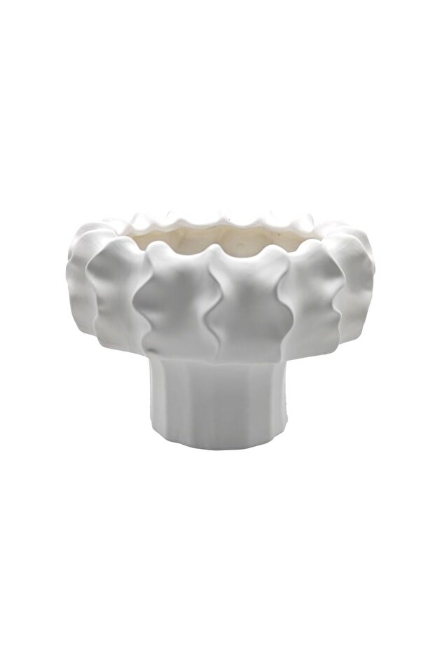 New In Mirabella Ceramic Vase 22.5X22.5X15.7 cm -White