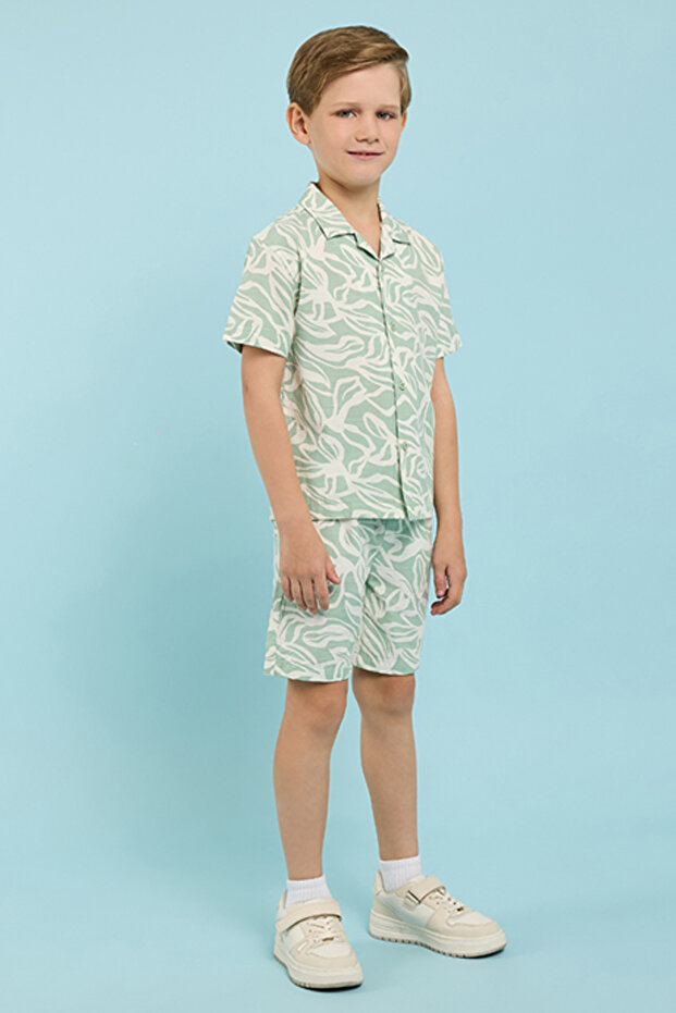 Patterned Shirt & Shorts Set - 3